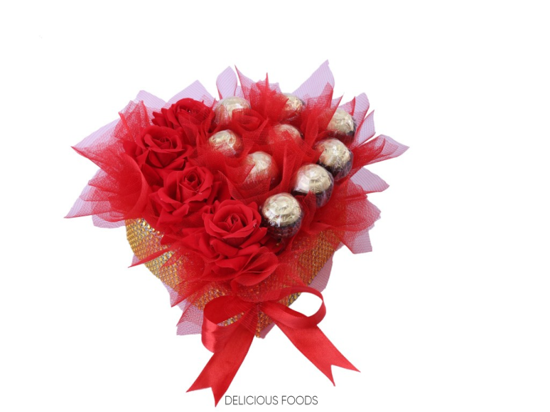 BOUQUET GLITTER HEART GOLD