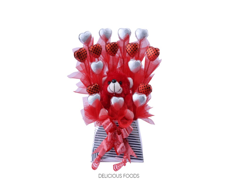 BOUQUET CHOCOLATE TEDDY PINK
